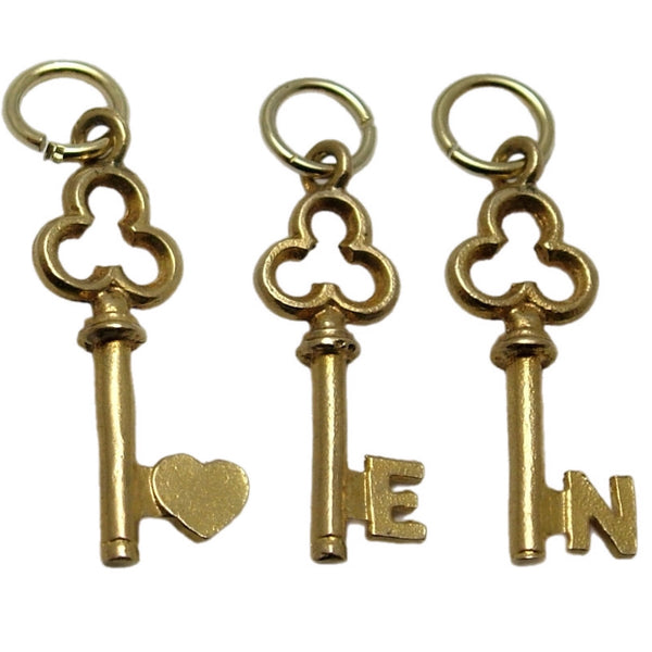 Vintage 1970's Solid 9ct Gold Letter & Heart Key Charms Various Available Gold Charm - Sandy's Vintage Charms