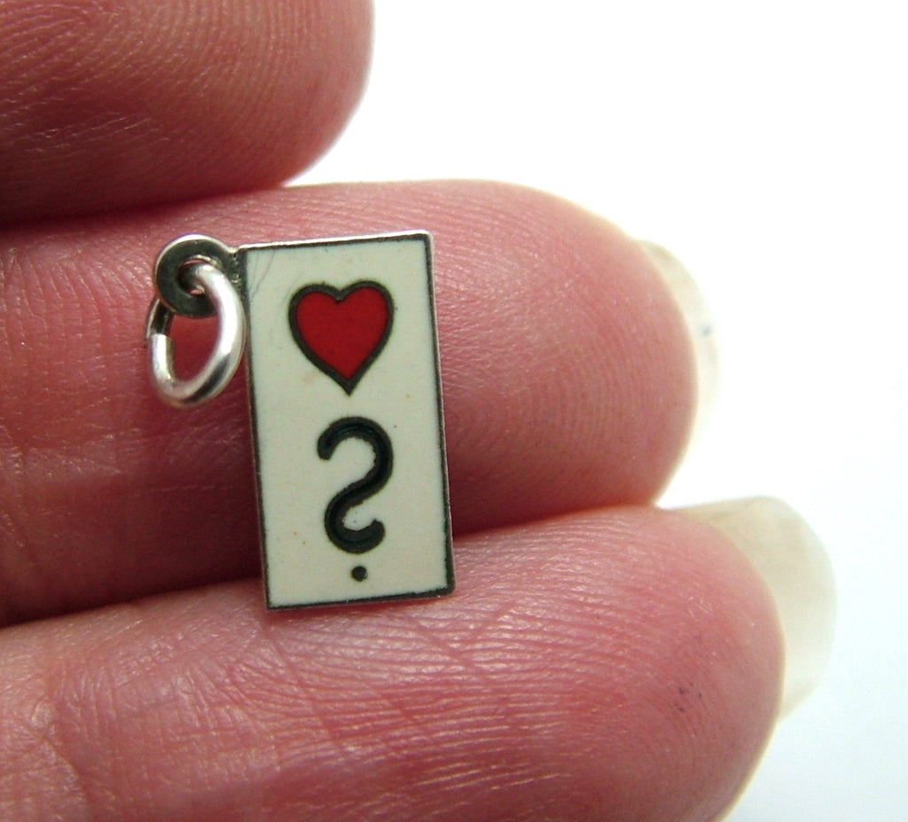 Sterling Silver Heart Red Enamel Mouse Trap Cute Retro Charm