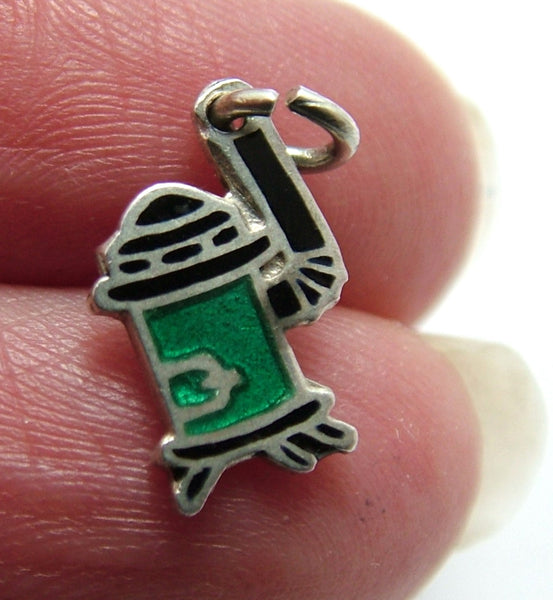 Small 1950's Silver & Enamel Wood Burning Stove Charm Enamel Charm - Sandy's Vintage Charms