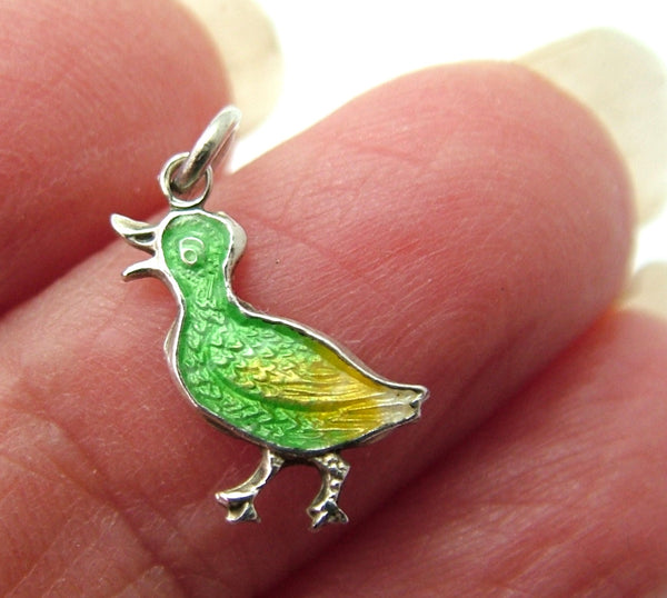 Vintage 1960's Silver & Enamel TLM Duck Charm Enamel Charm - Sandy's Vintage Charms