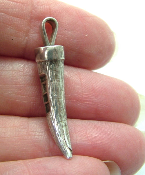 Vintage 1980's Solid Silver Ingot Tusk Charm HM 1987 Silver Charm - Sandy's Vintage Charms