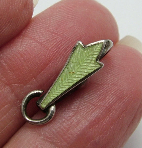 Antique Edwardian c1910 Silver & Pale Green Enamel Dog Clip Fastener - For Hanging Fobs & Charms Antique Charm - Sandy's Vintage Charms