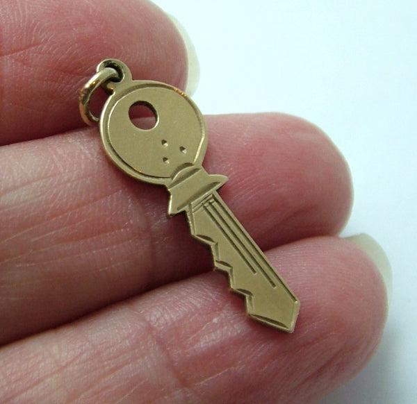 Vintage 1960's Solid 9ct Gold Front Door Key Charm with Engraved Details HM 1964 Gold Charm - Sandy's Vintage Charms