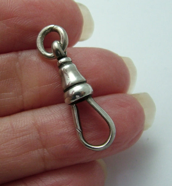 Antique Victorian Solid Silver Swivel Dog Clip Fastener - For Hanging Fobs & Charms HM 1899 Antique Charm - Sandy's Vintage Charms