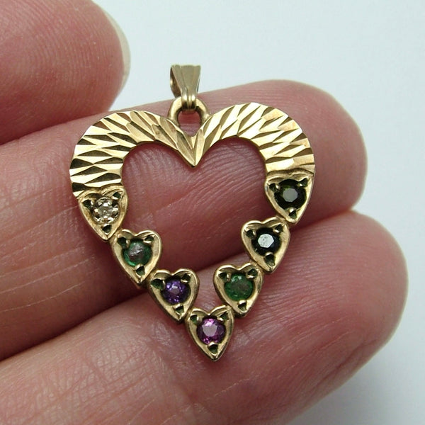 Vintage 1970's 9ct Gold Gem Set Heart Charm Spells “DEAREST” Gold Charm - Sandy's Vintage Charms