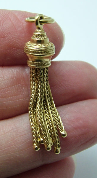 Large Vintage 1980's 9ct Gold Tassel Fob Charm Gold Charm - Sandy's Vintage Charms