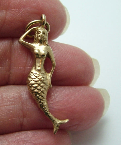 Vintage 1970's Solid 9ct Gold Mermaid Charm HM 1973 Gold Charm - Sandy's Vintage Charms