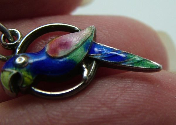 Vintage 1950's Silver & Enamel Parrot Charm Enamel Charm - Sandy's Vintage Charms