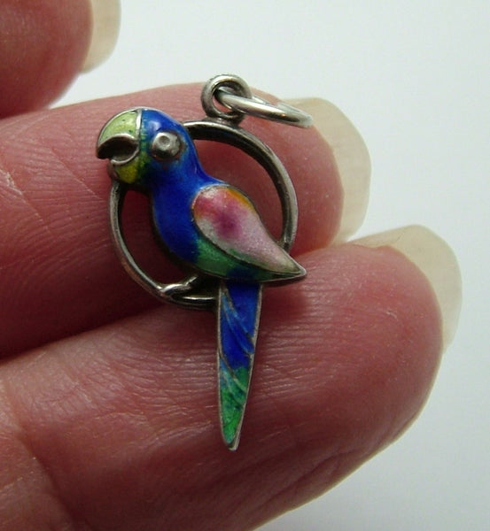 Vintage 1950's Silver & Enamel Parrot Charm Enamel Charm - Sandy's Vintage Charms