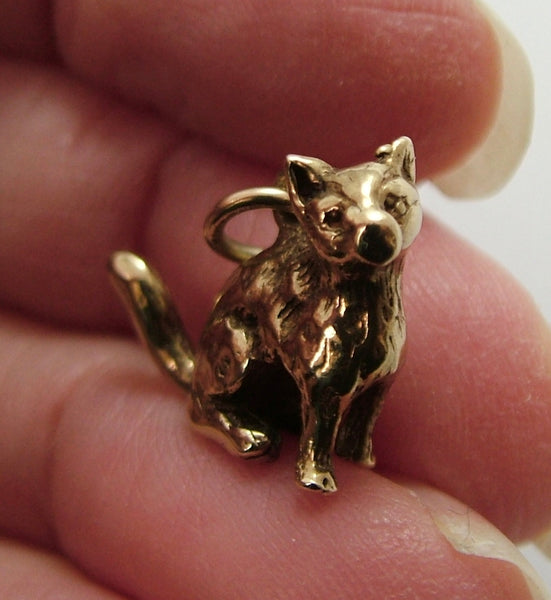 Vintage Solid 9ct Gold Sitting Cat Charm HM 2000 Gold Charm - Sandy's Vintage Charms