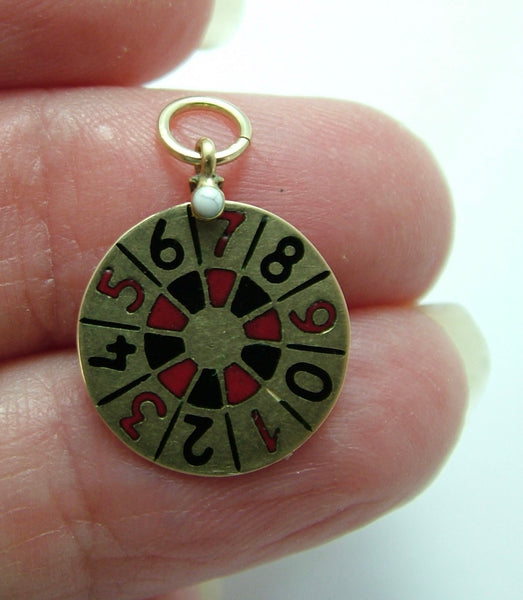 Vintage 1950’s 14ct 14k Gold & Enamel Rotating Roulette Wheel Charm Enamel Charm - Sandy's Vintage Charms