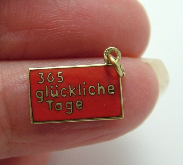 Vintage 1950’s 14ct 14k Gold & Red Enamel “365 Happy Days” Letter Charm Gold Charm - Sandy's Vintage Charms