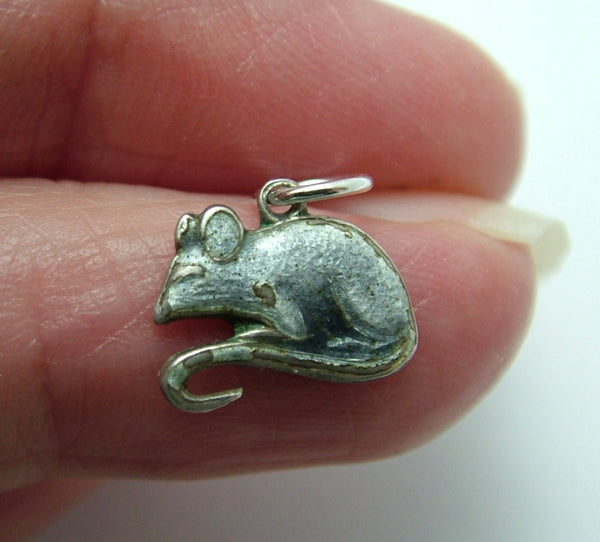 Small Vintage 1950's Silver & Grey Enamel Mouse Charm Enamel Charm - Sandy's Vintage Charms