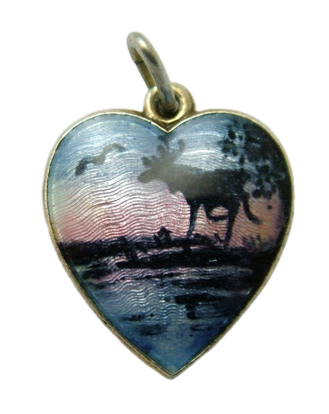 Vintage 1960's Norwegian Silver Gilt & Enamel Reindeer Heart Charm by Ivar T Holth Enamel Charm - Sandy's Vintage Charms