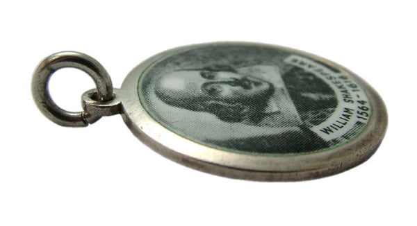 Large Vintage 1960's Silver & Enamel Shakespeare Disc Charm by GJLtd Enamel Charm - Sandy's Vintage Charms