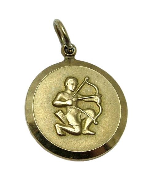 Vintage 1960's Solid 9ct Gold Sagittarius Zodiac Disc Charm HM 1967 Gold Charm - Sandy's Vintage Charms