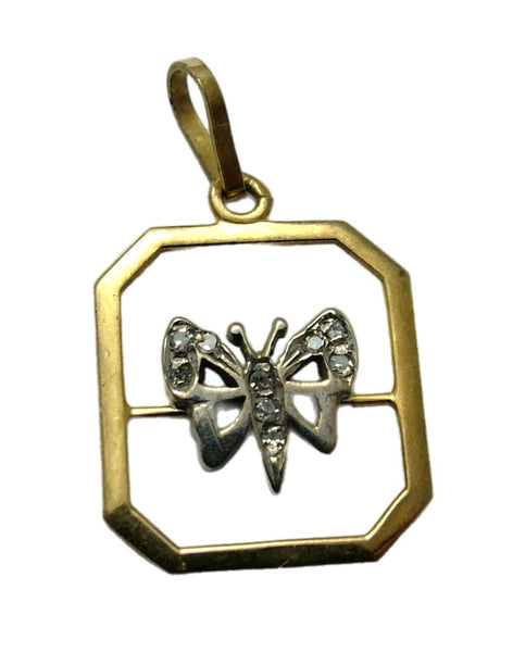 Vintage 1980’s 9ct Gold & Diamond Butterfly Charm or Pendant HM 1982 Gold Charm - Sandy's Vintage Charms