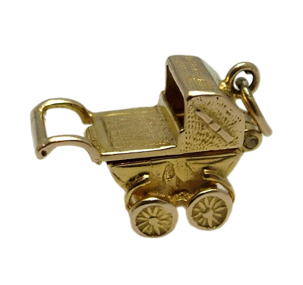 Vintage 1960's 9ct Gold Opening Nuvo Pram Charm Baby Inside HM 1963 Gold Charm - Sandy's Vintage Charms