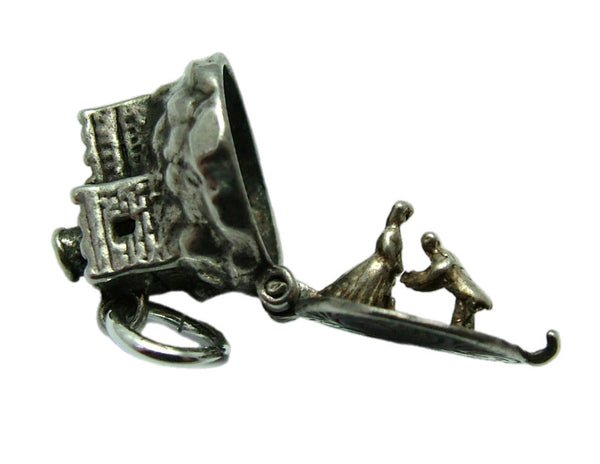 Vintage 1960's Silver Opening Nuvo Castle Charm Princess & Butler Inside Silver Charm - Sandy's Vintage Charms