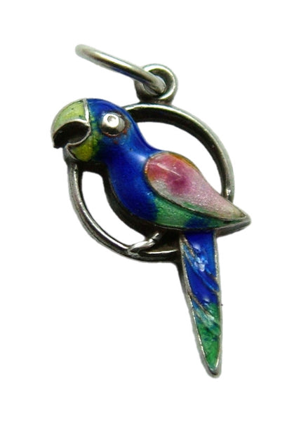 Vintage 1950's Silver & Enamel Parrot Charm Enamel Charm - Sandy's Vintage Charms