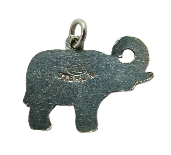 Vintage 1960's Silver & Black Enamel TLM Elephant Charm Enamel Charm - Sandy's Vintage Charms