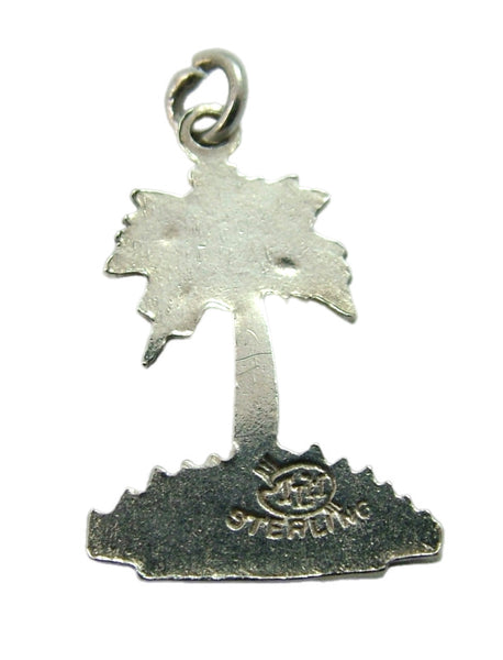 Vintage 1960's Silver & Green Enamel TLM Palm Tree Charm Enamel Charm - Sandy's Vintage Charms