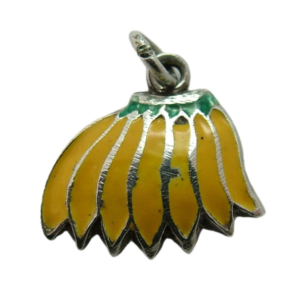 Vintage 1960's Silver & Yellow Enamel TLM Bunch of Bananas Charm Enamel Charm - Sandy's Vintage Charms