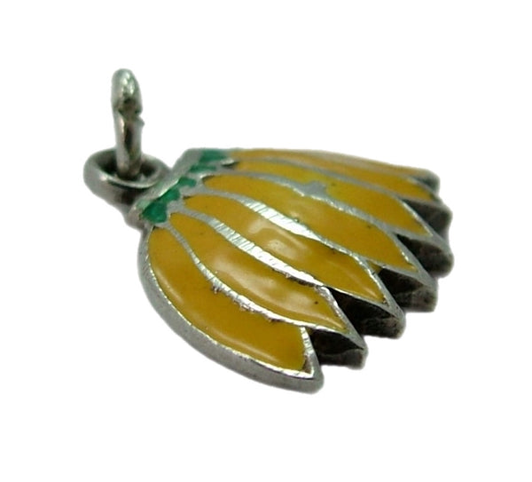 Vintage 1960's Silver & Yellow Enamel TLM Bunch of Bananas Charm Enamel Charm - Sandy's Vintage Charms