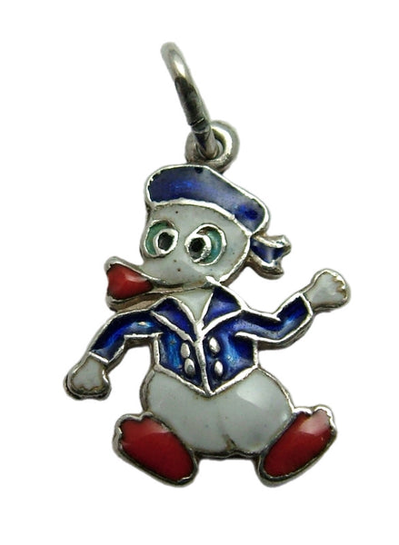 Vintage 1950's Silver & Enamel Donald Duck Charm Enamel Charm - Sandy's Vintage Charms