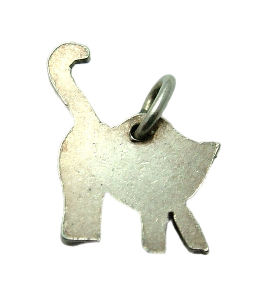 Small Vintage 1950's Silver & Enamel Lucky Black Cat Charm Enamel Charm - Sandy's Vintage Charms