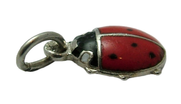 Small Vintage 1950's Silver & Red Enamel Ladybird Charm Enamel Charm - Sandy's Vintage Charms