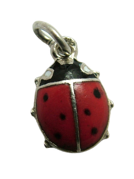 Small Vintage 1950's Silver & Red Enamel Ladybird Charm Enamel Charm - Sandy's Vintage Charms