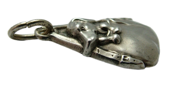 Antique Edwardian c1905 Hollow Silver Dachshund in a Bag Charm Antique Charm - Sandy's Vintage Charms