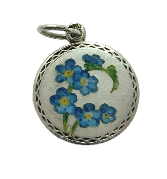 Vintage 1920’s/30’s Silver & Enamel Forget-me-not Flower Disc Charm