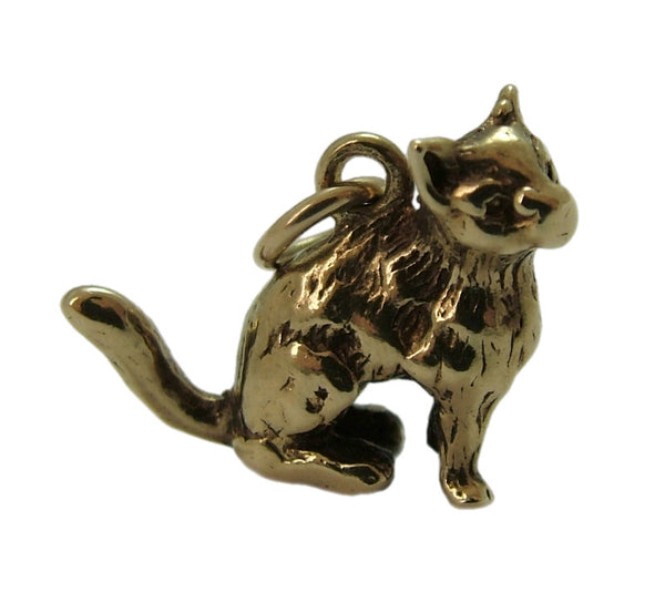 Vintage Solid 9ct Gold Sitting Cat Charm HM 2000 Gold Charm - Sandy's Vintage Charms