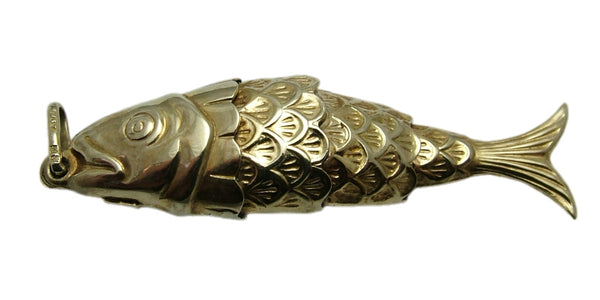 Large Vintage 1970’s 9ct Gold Articulated Fish Charm HM 1978 Gold Charm - Sandy's Vintage Charms