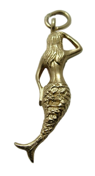 Vintage 1970's Solid 9ct Gold Mermaid Charm HM 1973 Gold Charm - Sandy's Vintage Charms