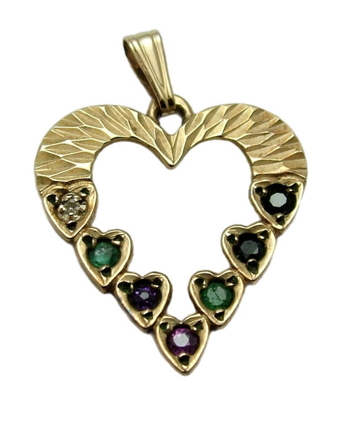 Vintage 1970's 9ct Gold Gem Set Heart Charm Spells “DEAREST” Gold Charm - Sandy's Vintage Charms