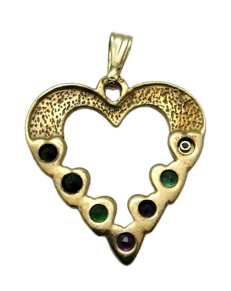 Vintage 1970's 9ct Gold Gem Set Heart Charm Spells “DEAREST” Gold Charm - Sandy's Vintage Charms