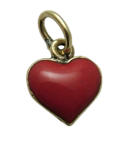 Tiny Vintage 1950’s 14ct 14k Gold & Red Enamel Heart Charm Gold Charm - Sandy's Vintage Charms