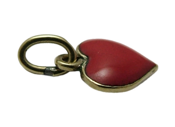 Tiny Vintage 1950’s 14ct 14k Gold & Red Enamel Heart Charm Gold Charm - Sandy's Vintage Charms