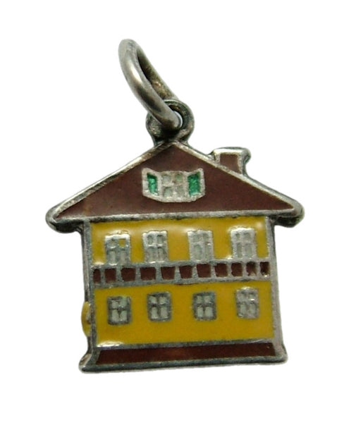 Small Vintage 1950's Silver & Enamel Swiss Chalet Charm Enamel Charm - Sandy's Vintage Charms