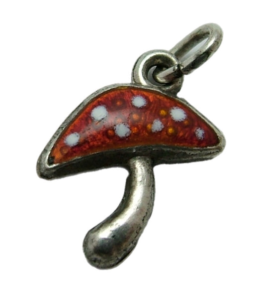 Small Vintage 1950's Silver & Red Enamel Lucky Toadstool Charm Enamel Charm - Sandy's Vintage Charms