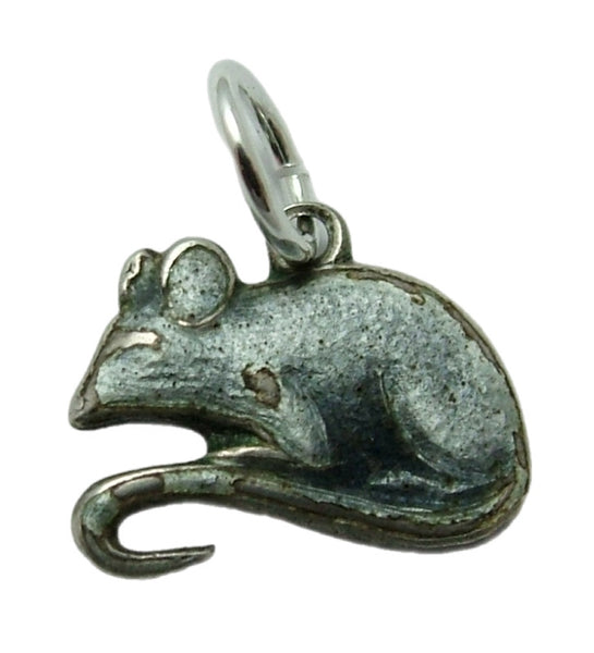 Small Vintage 1950's Silver & Grey Enamel Mouse Charm Enamel Charm - Sandy's Vintage Charms