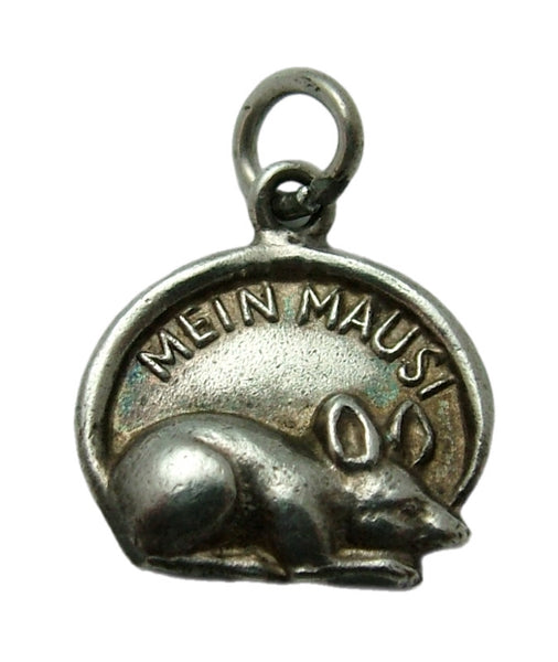 Small Vintage 1950's Silver “Mein Mausi” Mouse Charm Silver Charm - Sandy's Vintage Charms