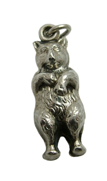 Antique Edwardian c1905 Silver Hollow Bear Charm Antique Charm - Sandy's Vintage Charms