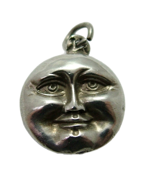 Antique Edwardian c1905 Hollow Silver Double Sided Happy & Sad Moon Face Charm Antique Charm - Sandy's Vintage Charms