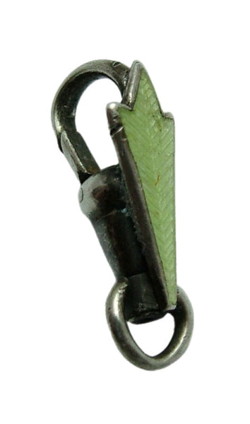 Antique Edwardian c1910 Silver & Pale Green Enamel Dog Clip Fastener - For Hanging Fobs & Charms Antique Charm - Sandy's Vintage Charms