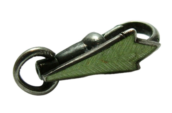 Antique Edwardian c1910 Silver & Pale Green Enamel Dog Clip Fastener - For Hanging Fobs & Charms Antique Charm - Sandy's Vintage Charms