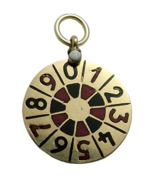 Vintage 1950’s 14ct 14k Gold & Enamel Rotating Roulette Wheel Charm Enamel Charm - Sandy's Vintage Charms